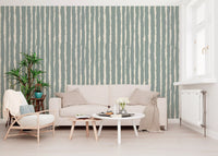 Organic Sage Green Line Pattern Wallpaper⁠