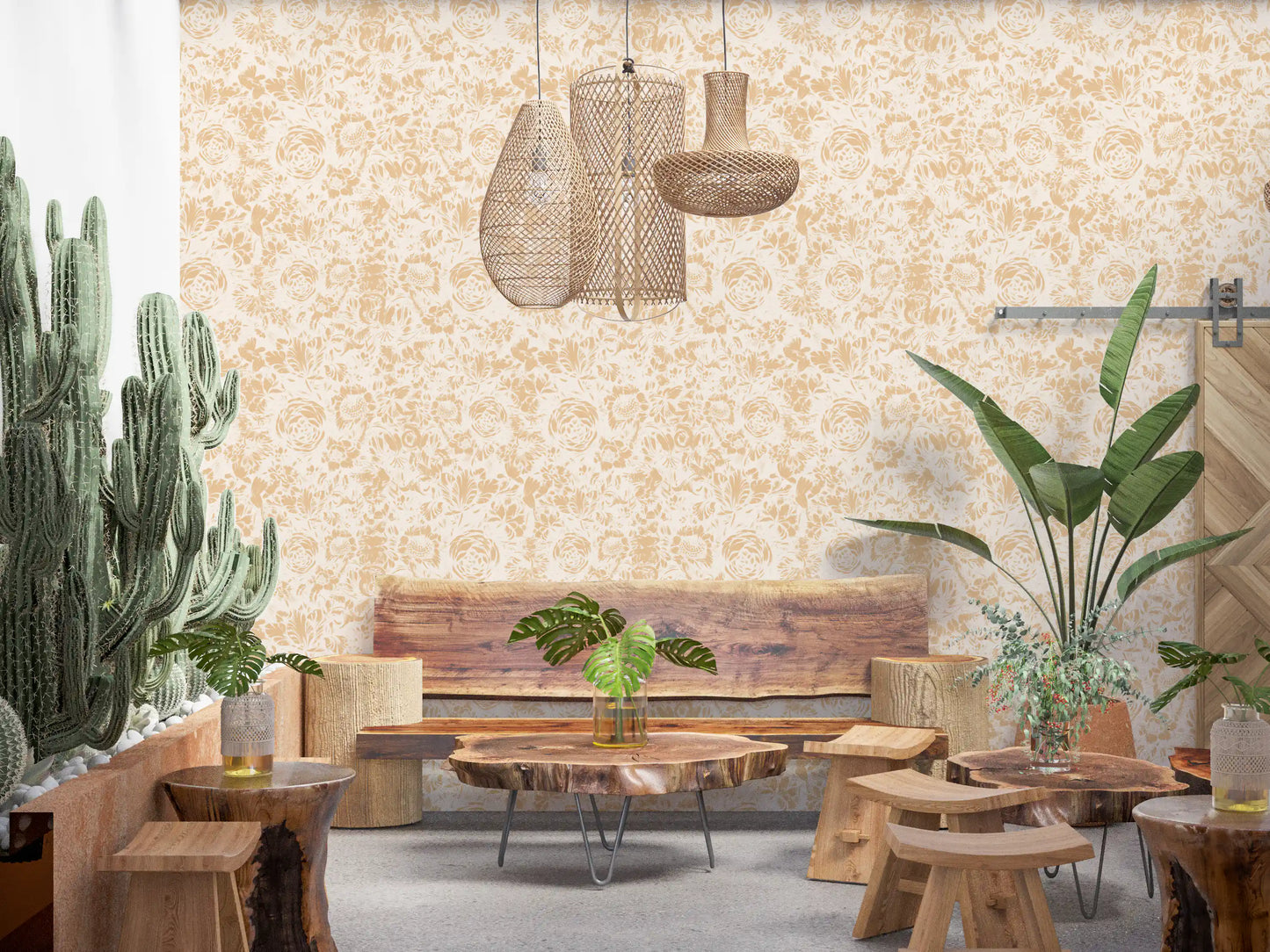 Soft Neutral Botanical Illustration Wallpaper⁠