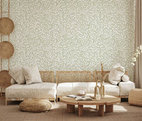 Sage Organic Rhythmic Sketch Wallpaper⁠