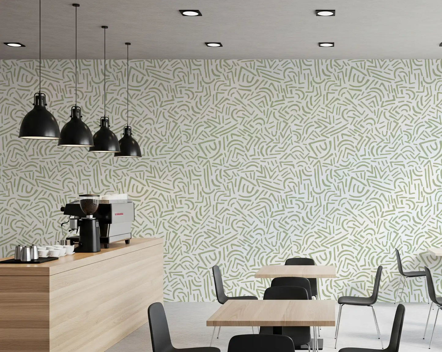 Sage Organic Rhythmic Sketch Wallpaper⁠