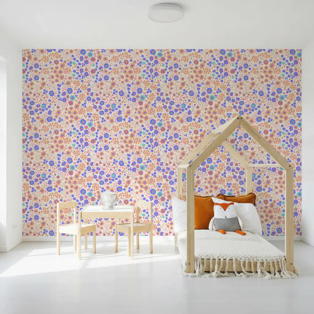 Cheerful Painted Meadow Bloom Wallpaper⁠