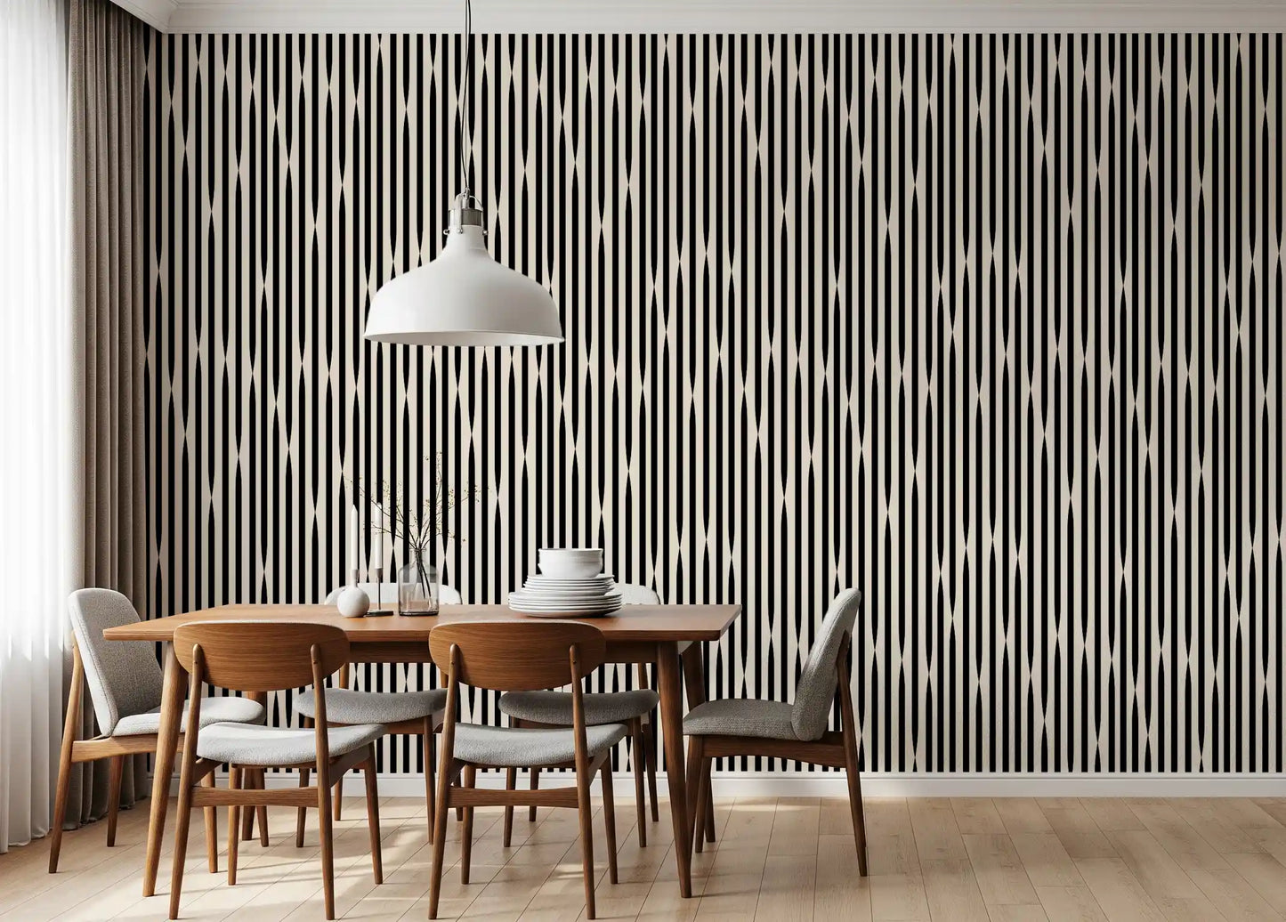 Interlocking Monochromatic Stripes Wallpaper⁠