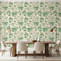 Coastal Breeze Tropical Lineart Wallpaper⁠