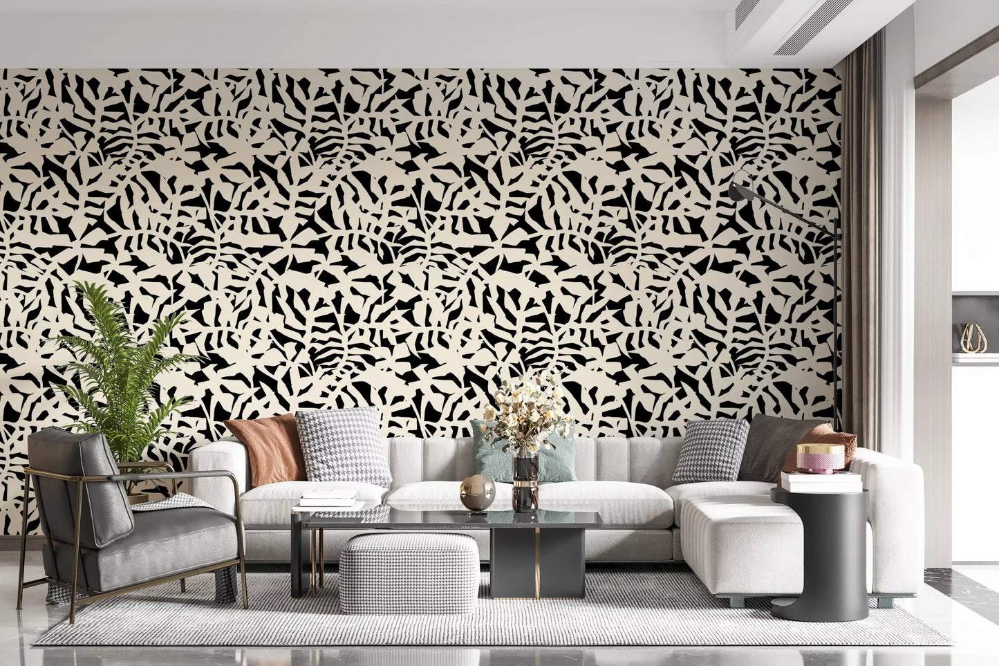 Graphic Botanical Silhouette Wallpaper⁠