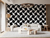 Monochrome Square Brushwork Wallpaper⁠