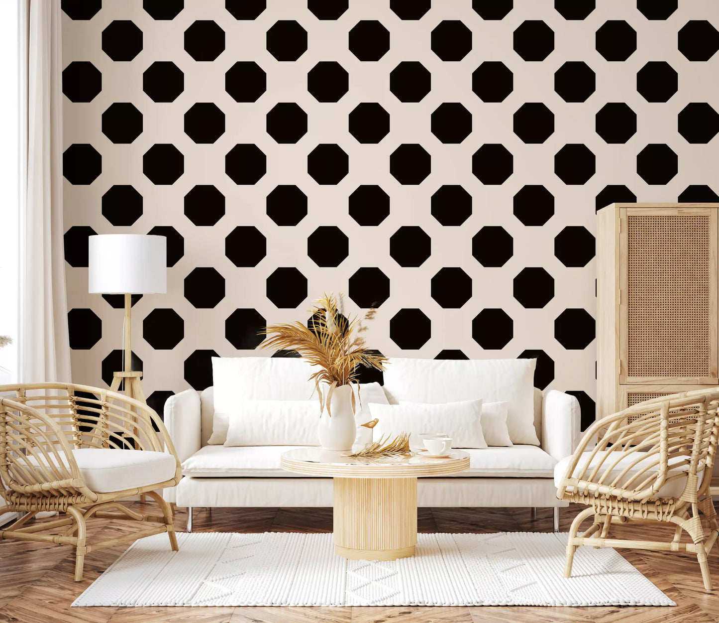 Minimalist Black Octagon Grid Wallpaper⁠