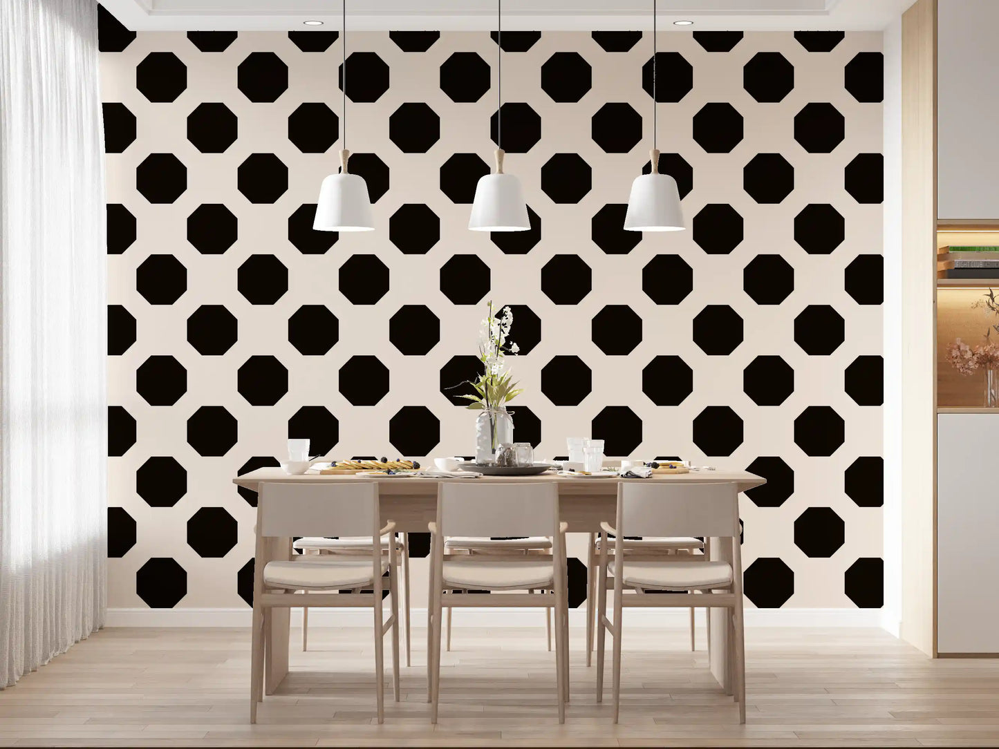 Minimalist Black Octagon Grid Wallpaper⁠