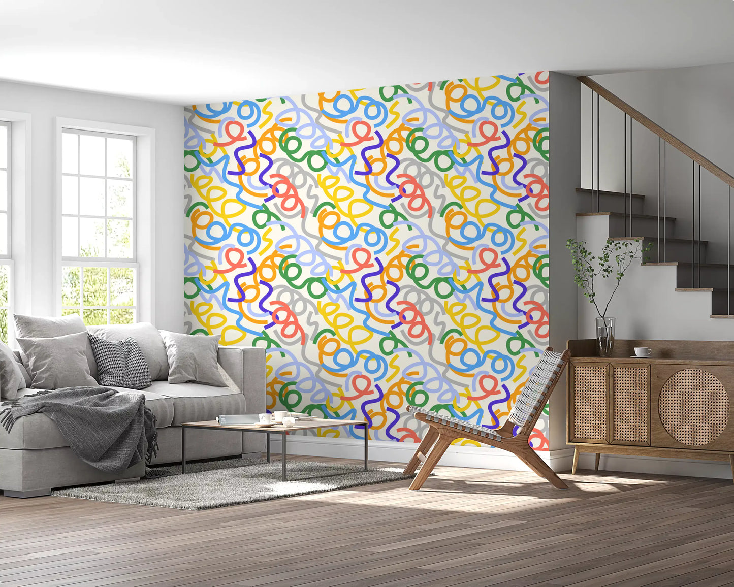 Playful Rainbow Swirls Wallpaper⁠