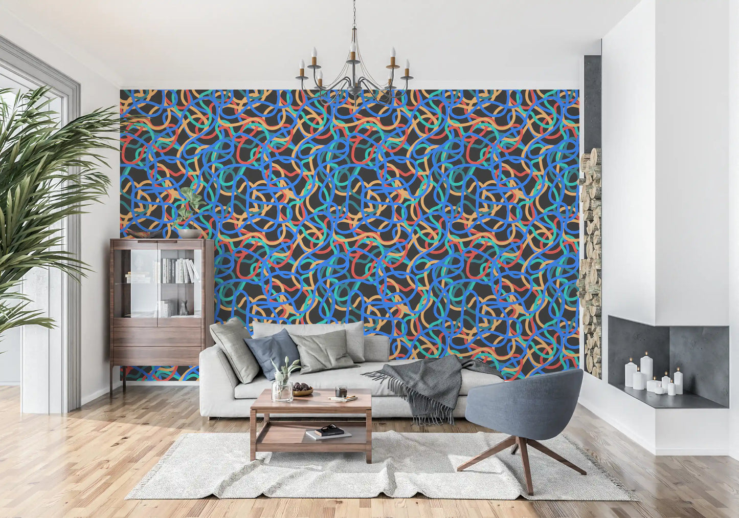 Interwoven Retro Curves Wallpaper⁠