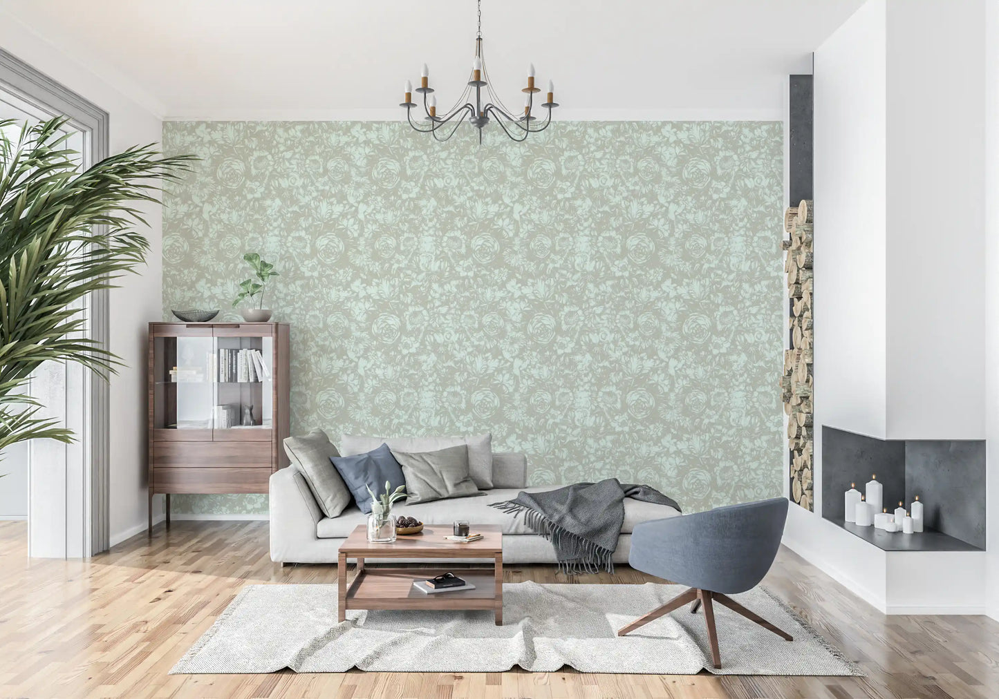 Heritage Floral Line Art Design Wallpaper⁠