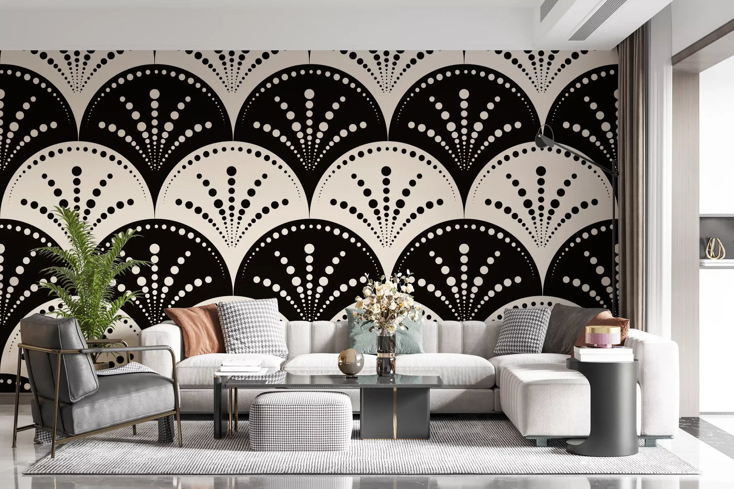 Abstract Radiating Circle Motif Wallpaper⁠