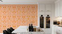 Orange Whimsical Woodland Creature Pattern Wallpaper⁠