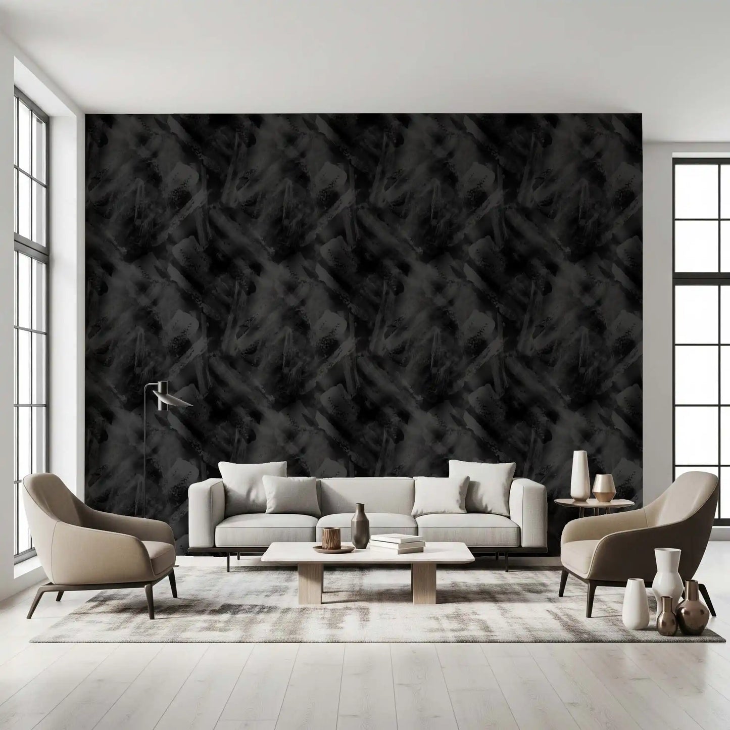 Monochromatic Brushwork Texture Wallpaper⁠