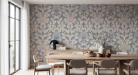 Grey and Cream Damask Floral Wallpaper⁠