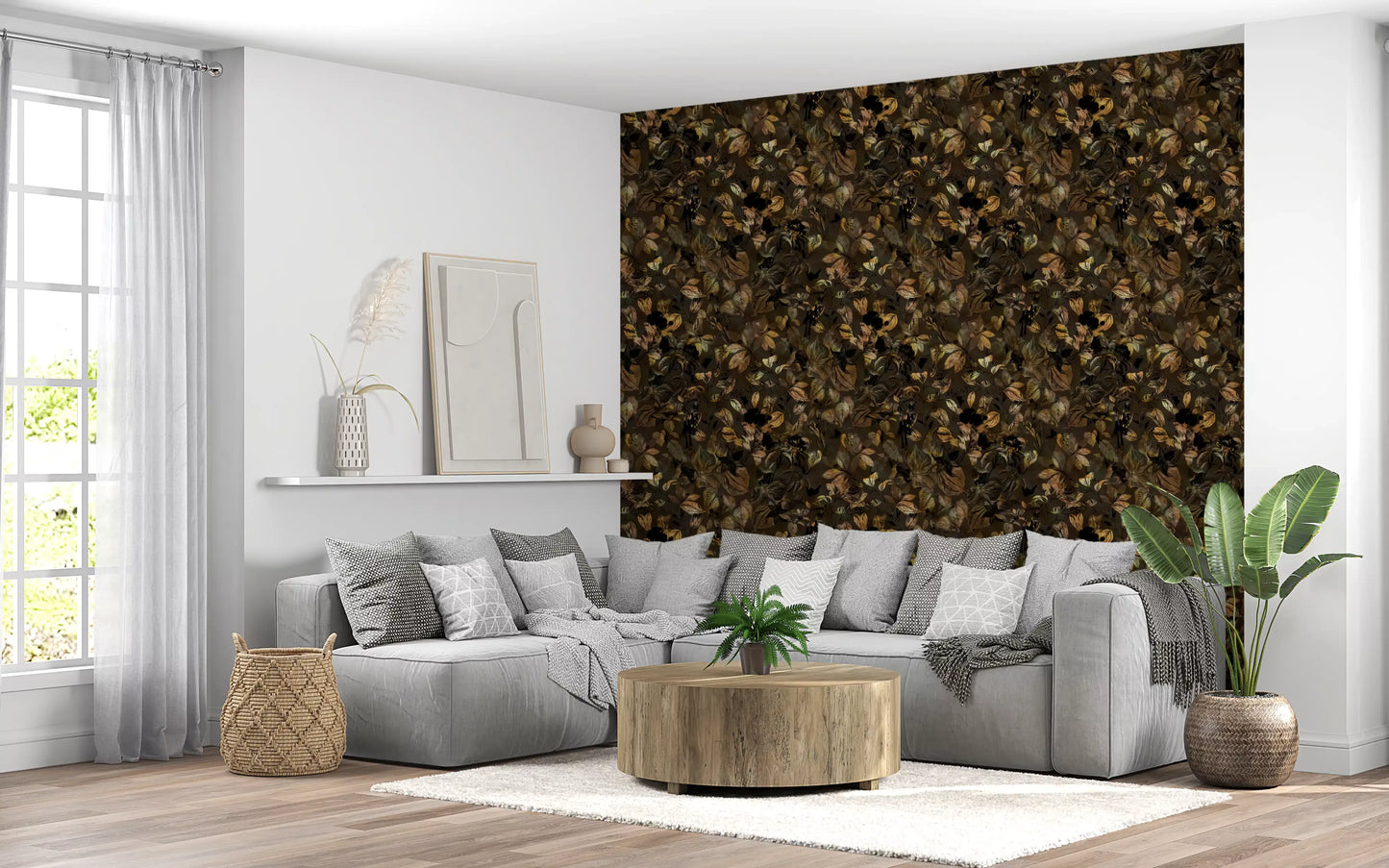 Midnight Botanical Foliage Wallpaper⁠