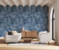 Indigo Botanical Brushstroke Wallpaper⁠