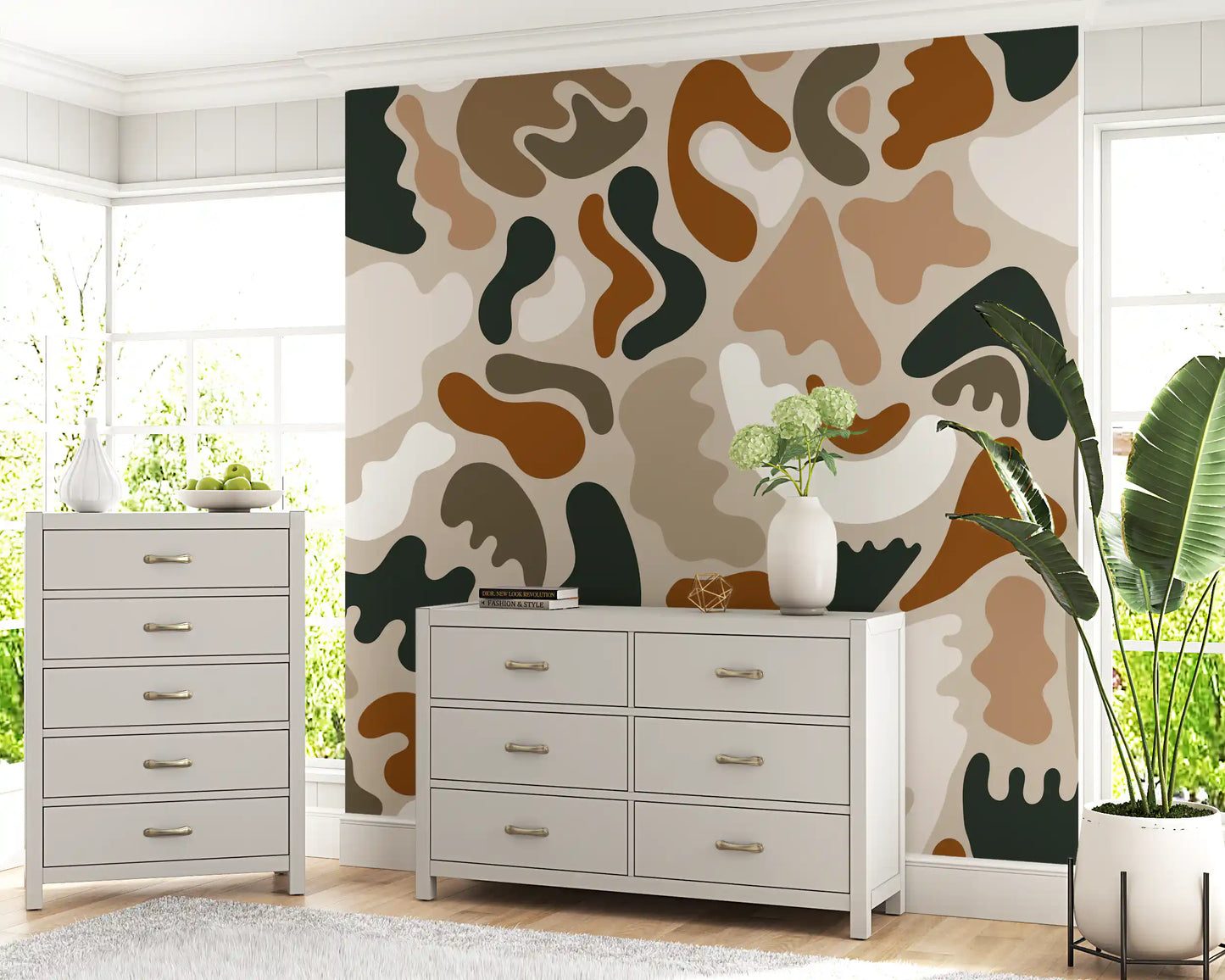 Abstract Organic Earthy Shapes Wall Mural