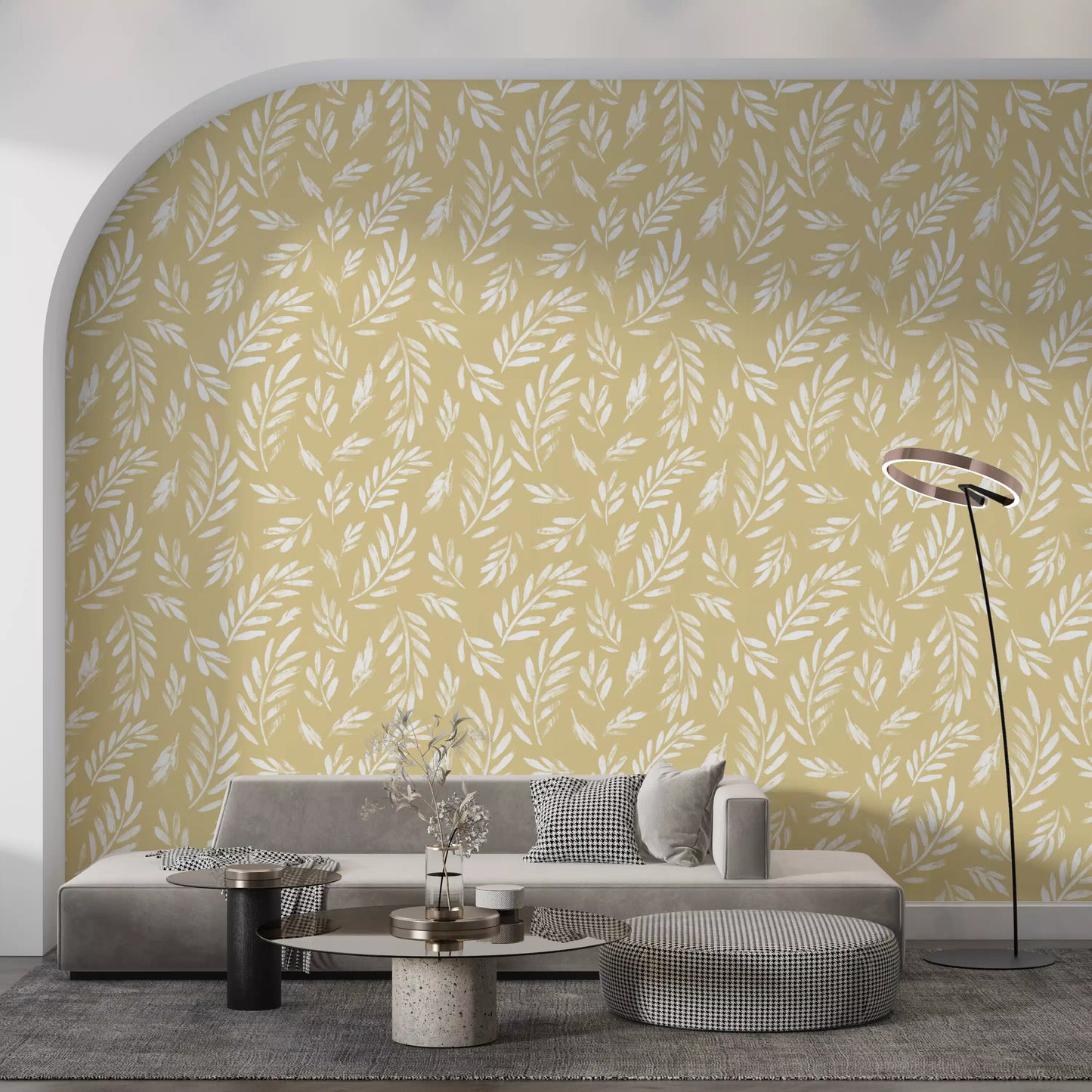 Golden Foliage Strokes Wallpaper⁠