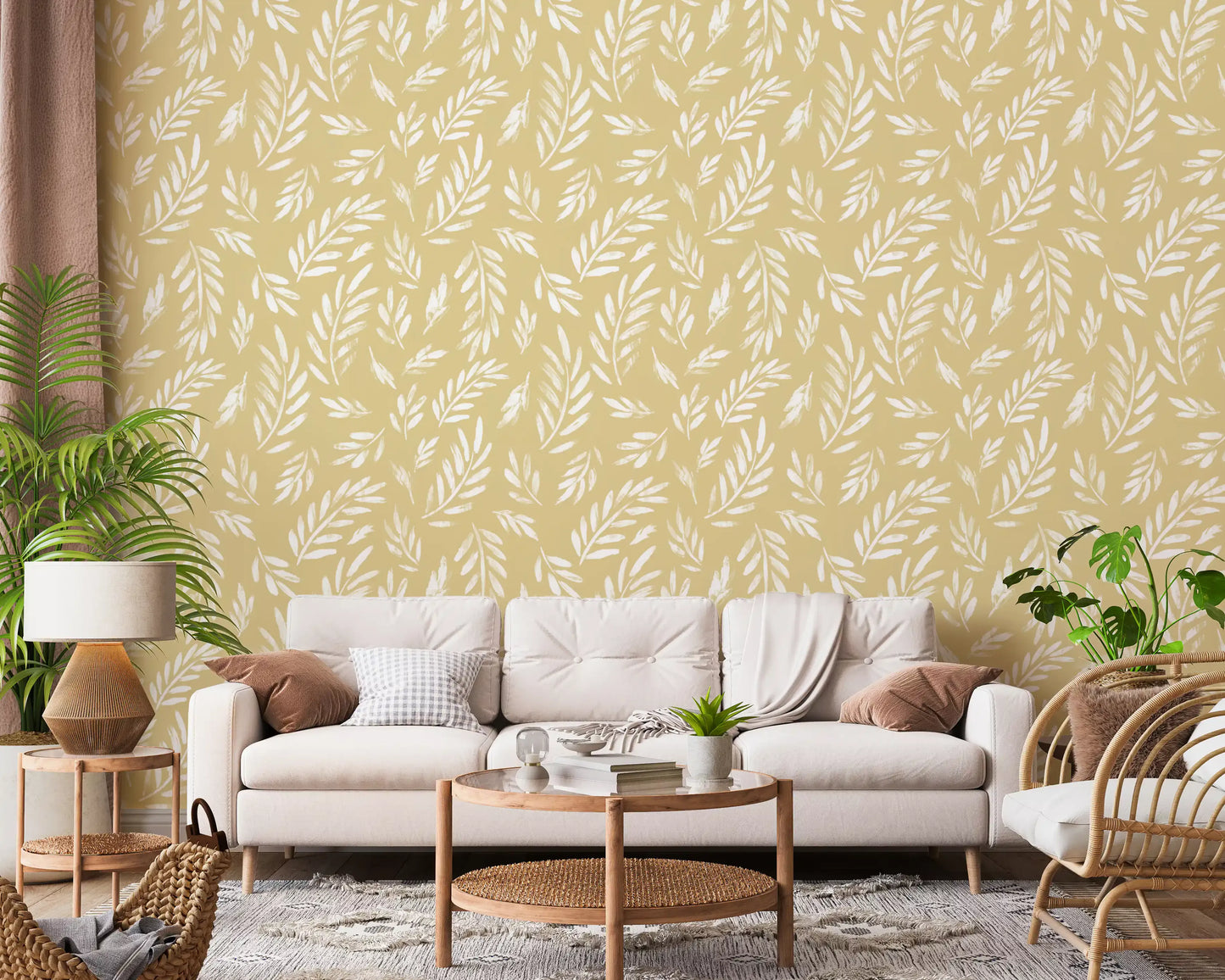 Golden Foliage Strokes Wallpaper⁠
