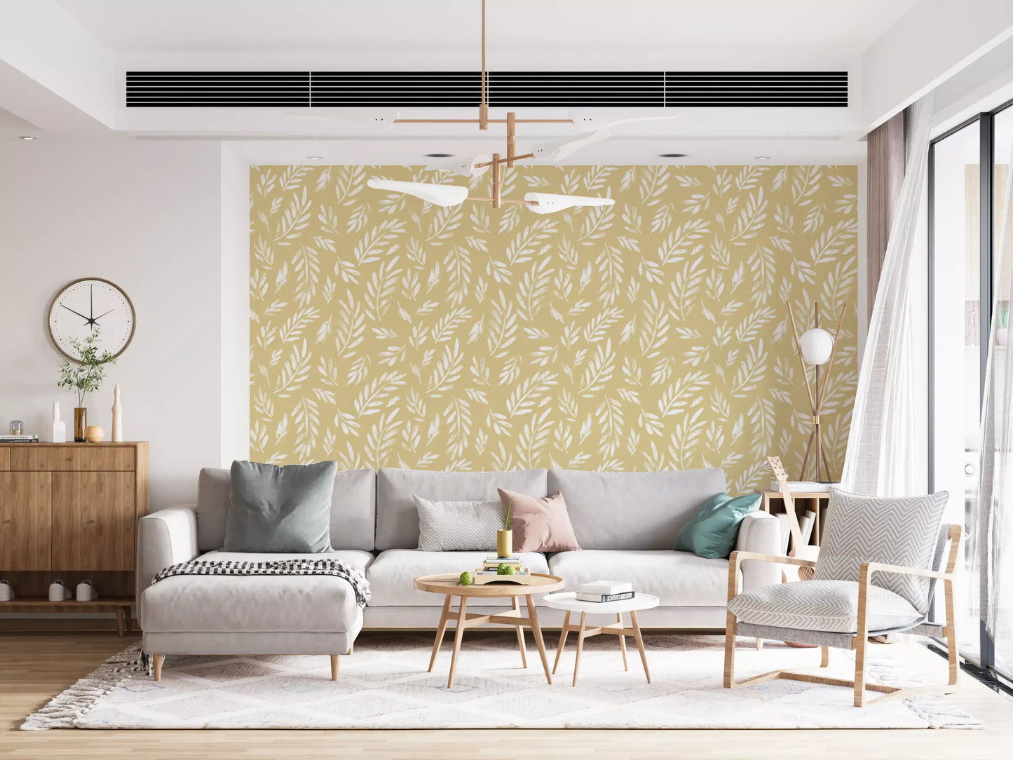 Golden Foliage Strokes Wallpaper⁠