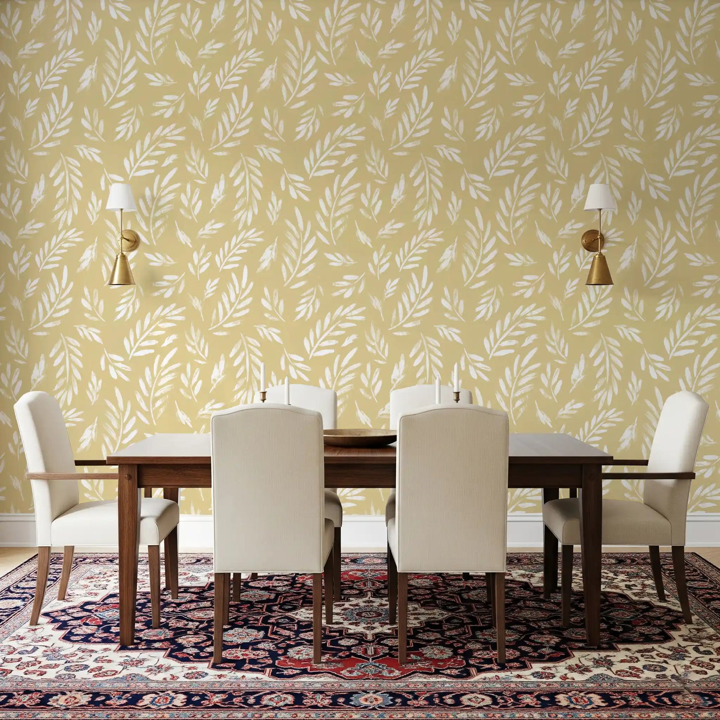 Golden Foliage Strokes Wallpaper⁠