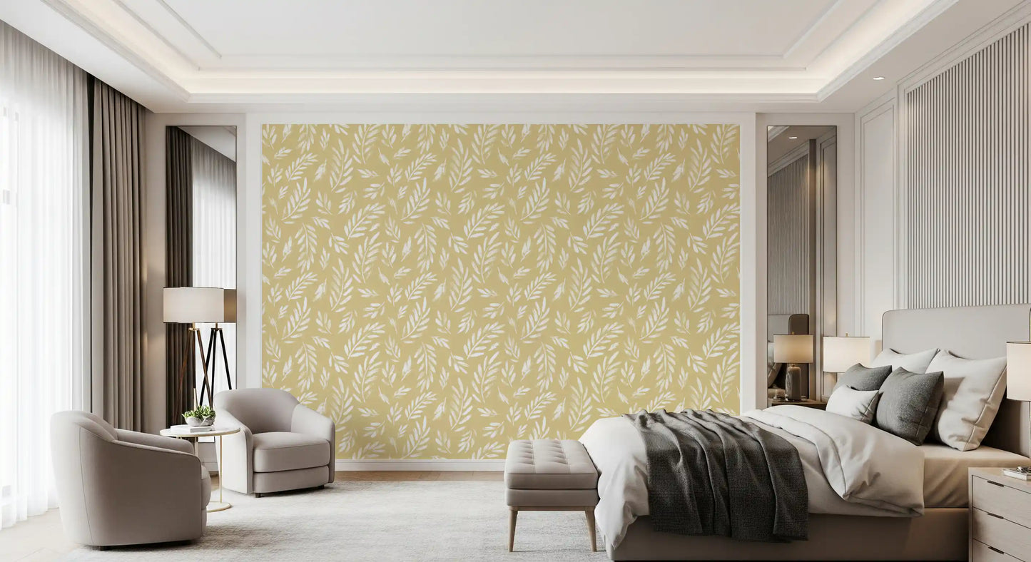 Golden Foliage Strokes Wallpaper⁠