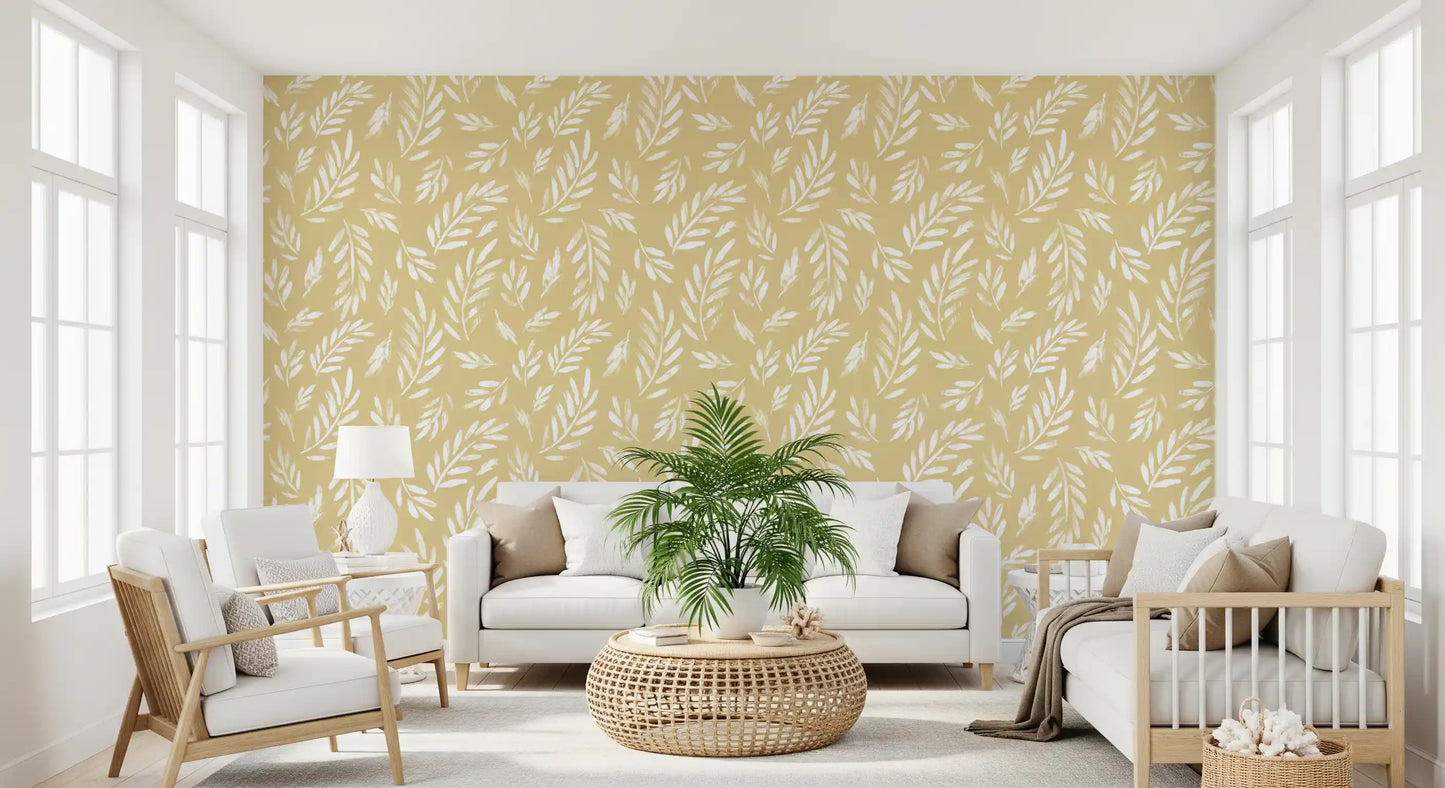Golden Foliage Strokes Wallpaper⁠