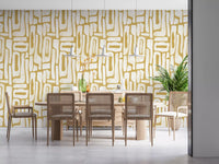 Minimalist Gold and Cream Interlocking Forms Wallpaper⁠
