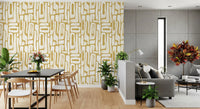 Minimalist Gold and Cream Interlocking Forms Wallpaper⁠