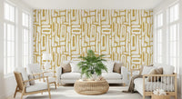 Minimalist Gold and Cream Interlocking Forms Wallpaper⁠