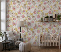Vintage Pastel Floral Meadow Wallpaper⁠