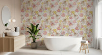 Vintage Pastel Floral Meadow Wallpaper⁠