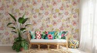 Vintage Pastel Floral Meadow Wallpaper⁠