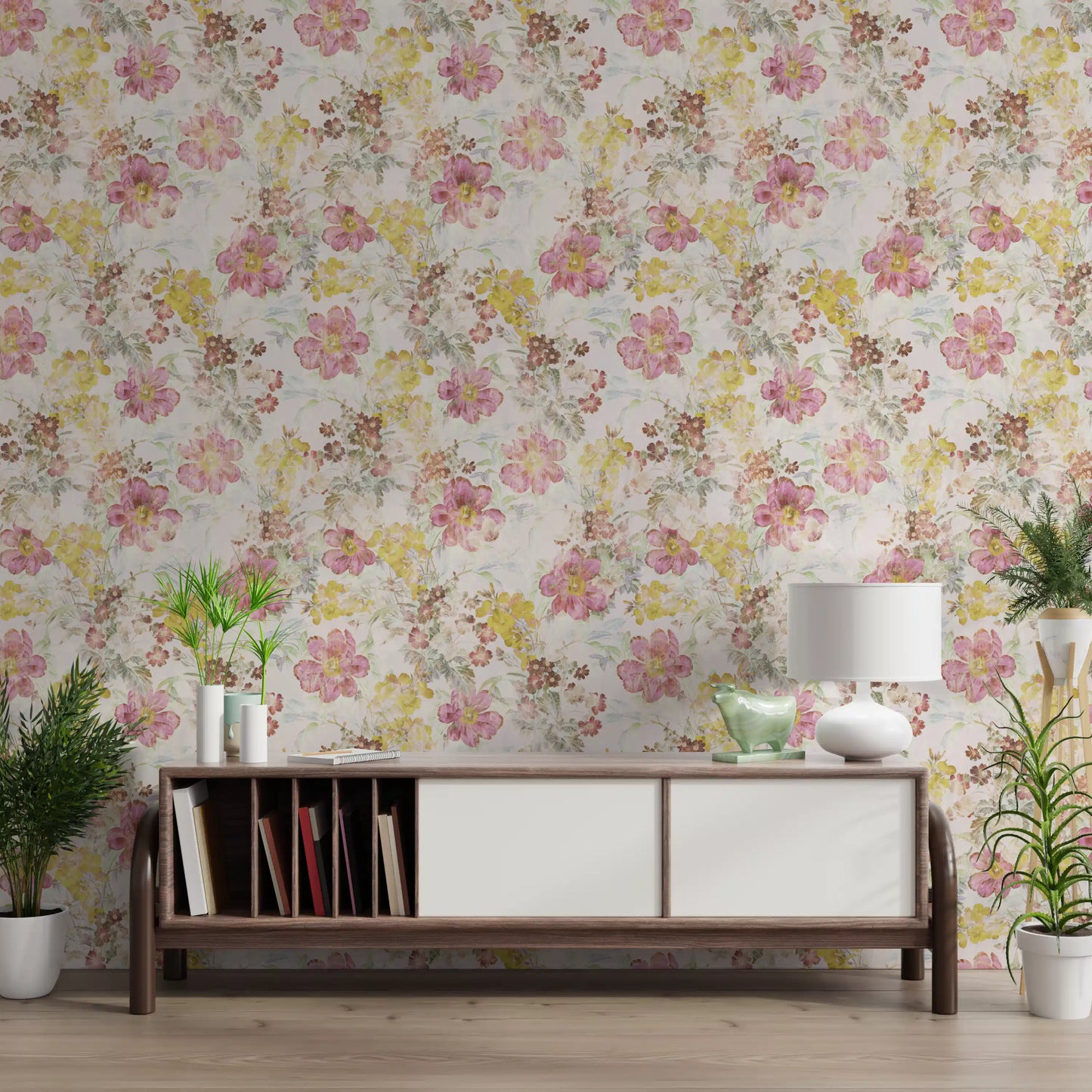 Vintage Pastel Floral Meadow Wallpaper⁠
