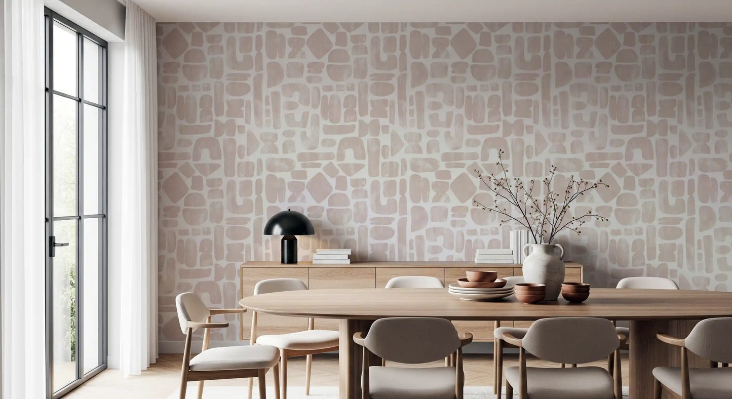 Abstract Painted Shapes in Blush Wallpaper⁠