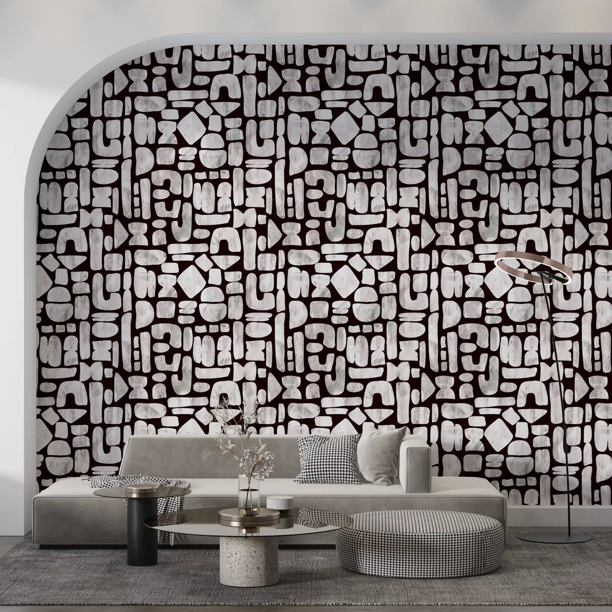 Living room finished in Abstract Painted Shapes wallpaper GD11871