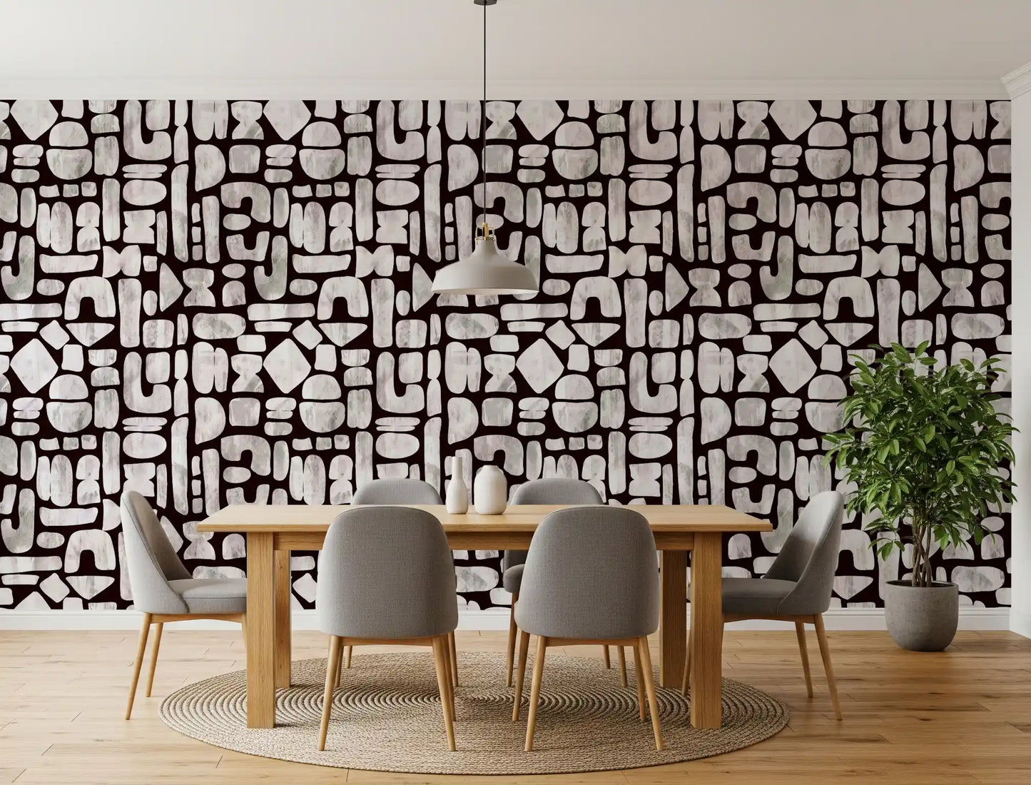 Abstract Painted Shapes Pattern Wallpaper⁠