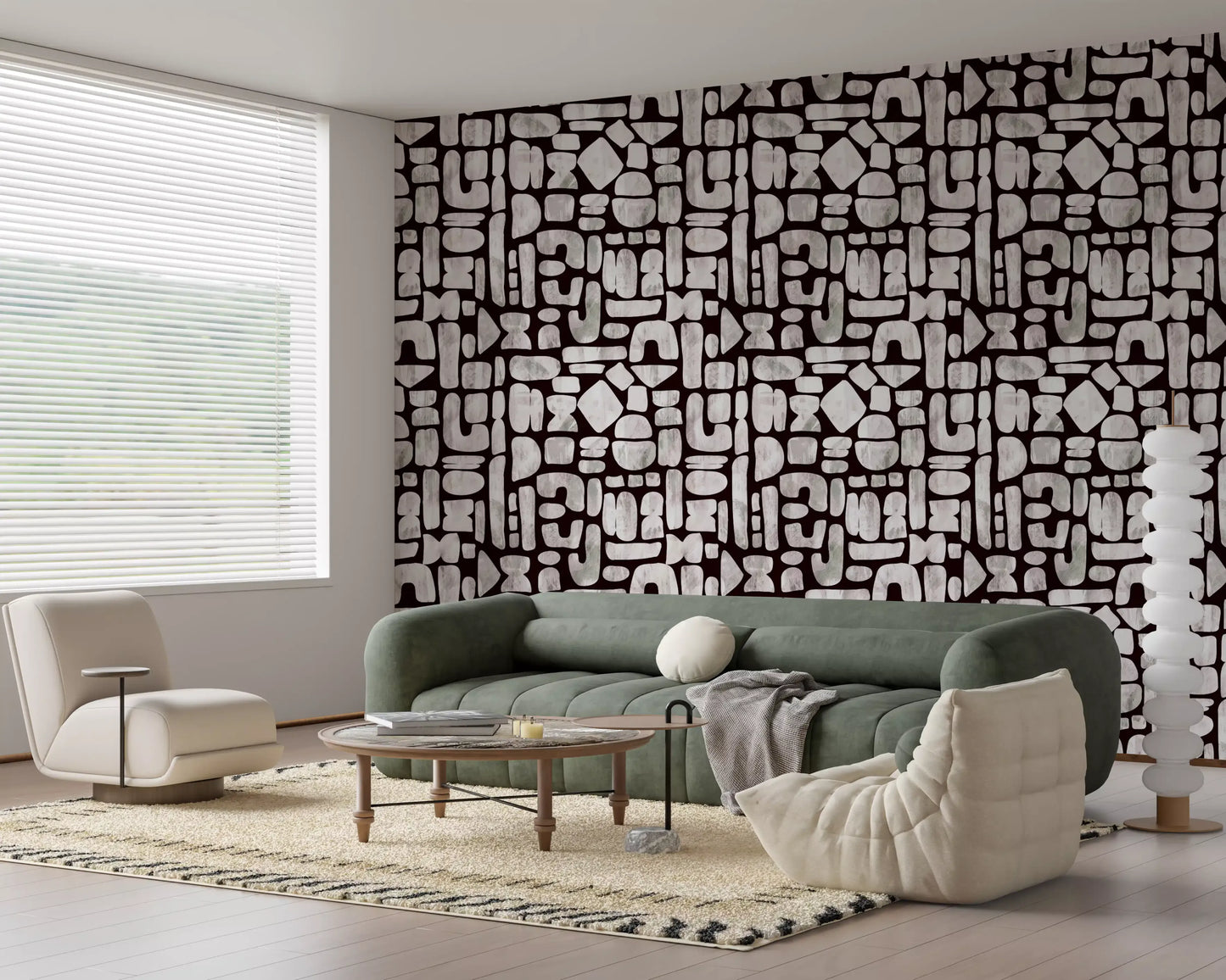 Abstract Painted Shapes Pattern Wallpaper⁠