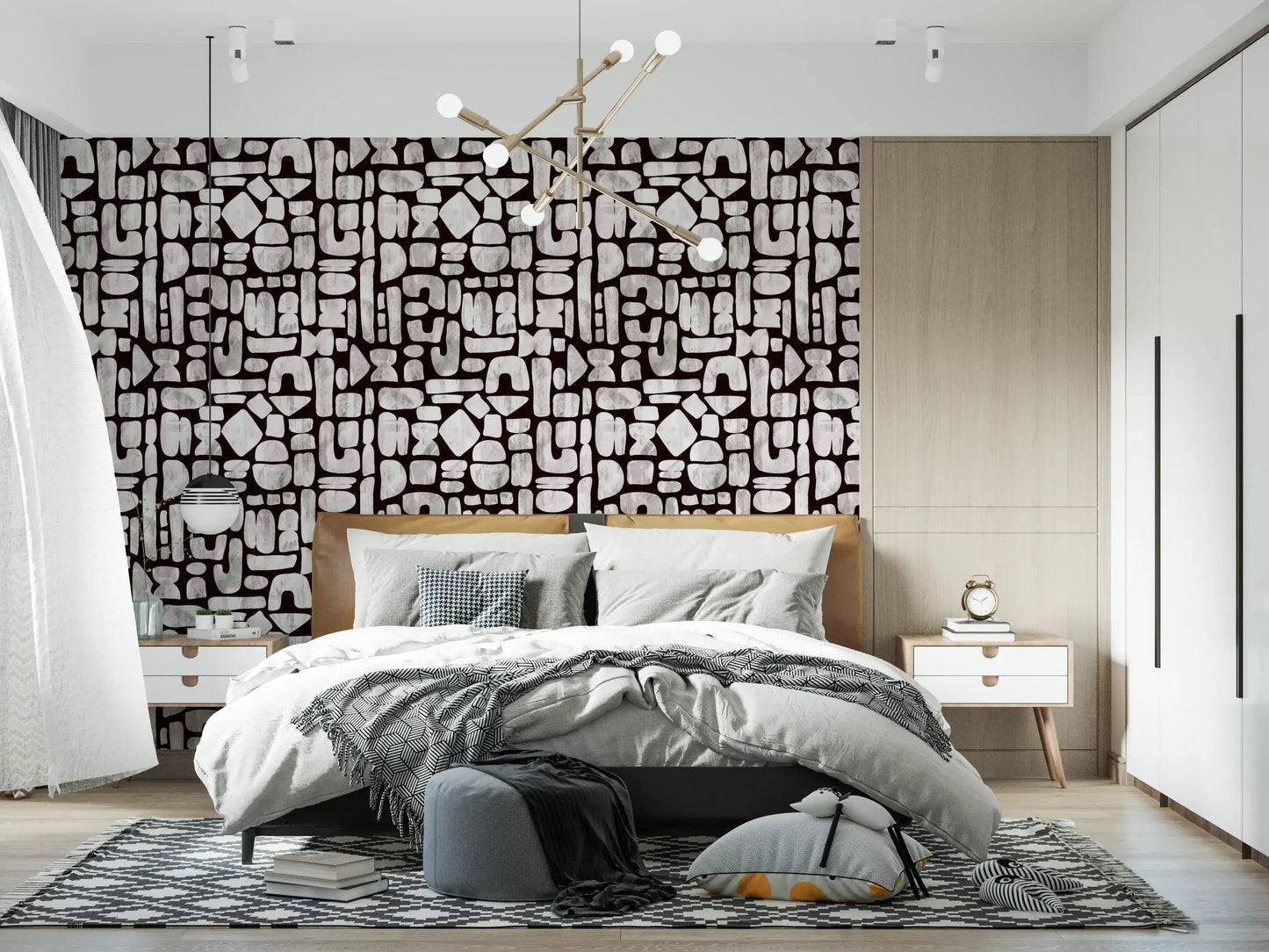 Abstract Painted Shapes Pattern Wallpaper⁠