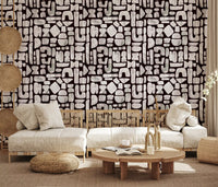 Abstract Painted Shapes Pattern Wallpaper⁠