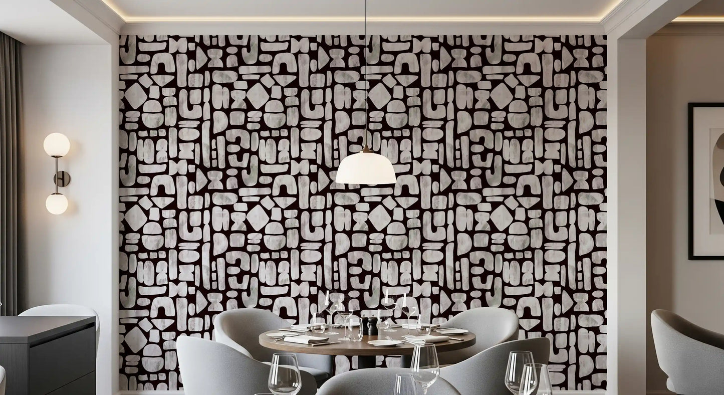 Abstract Painted Shapes Pattern Wallpaper⁠