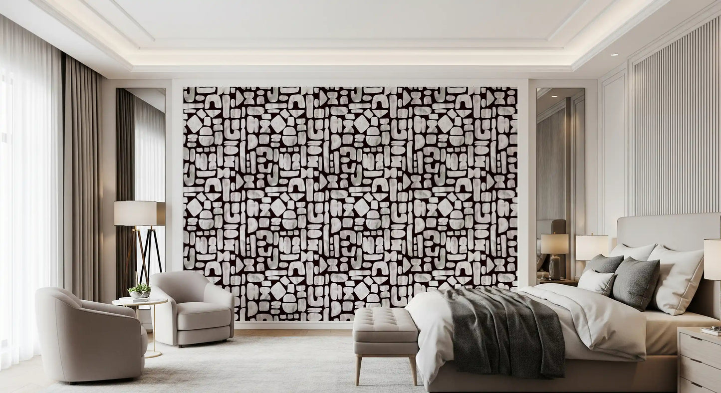 Abstract Painted Shapes Pattern Wallpaper⁠