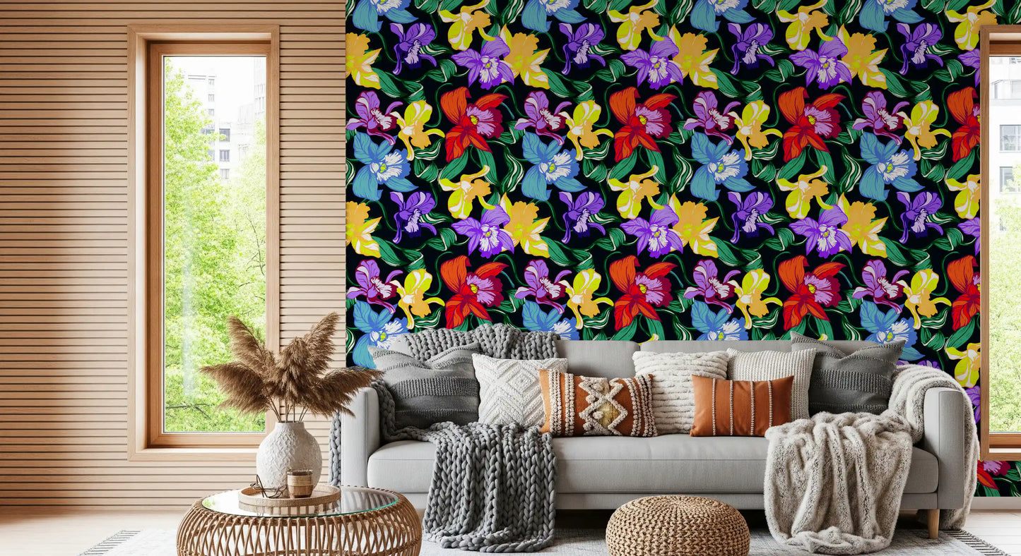 Vibrant Tropical Orchid Bloom Wallpaper⁠