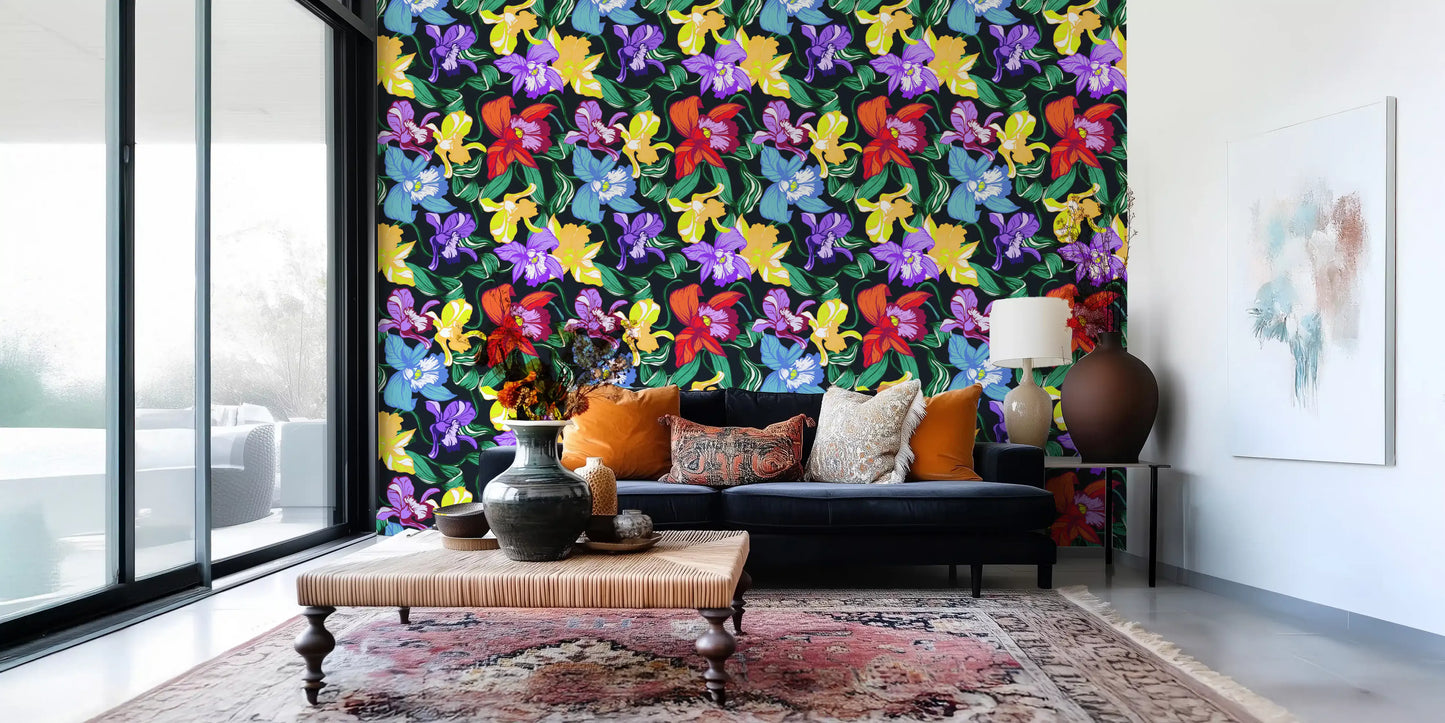 Vibrant Tropical Orchid Bloom Wallpaper⁠