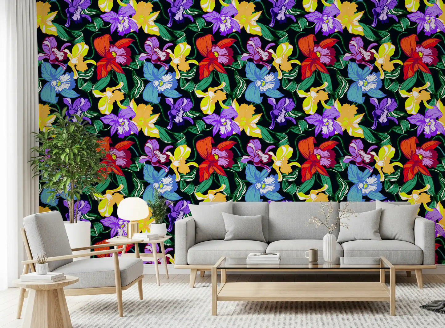 Vibrant Tropical Orchid Bloom Wallpaper⁠