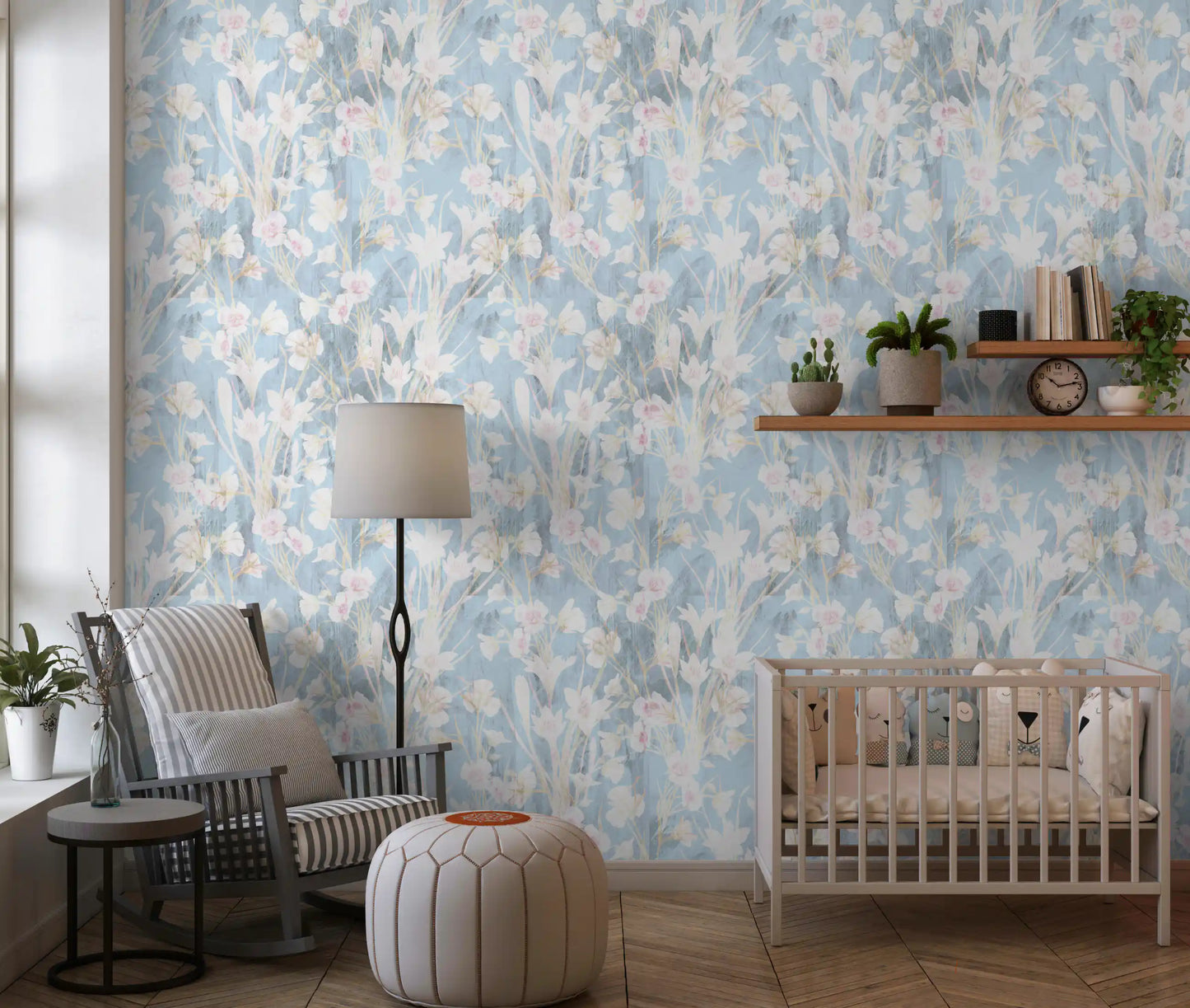 Ethereal Meadow Blue Floral Wallpaper⁠