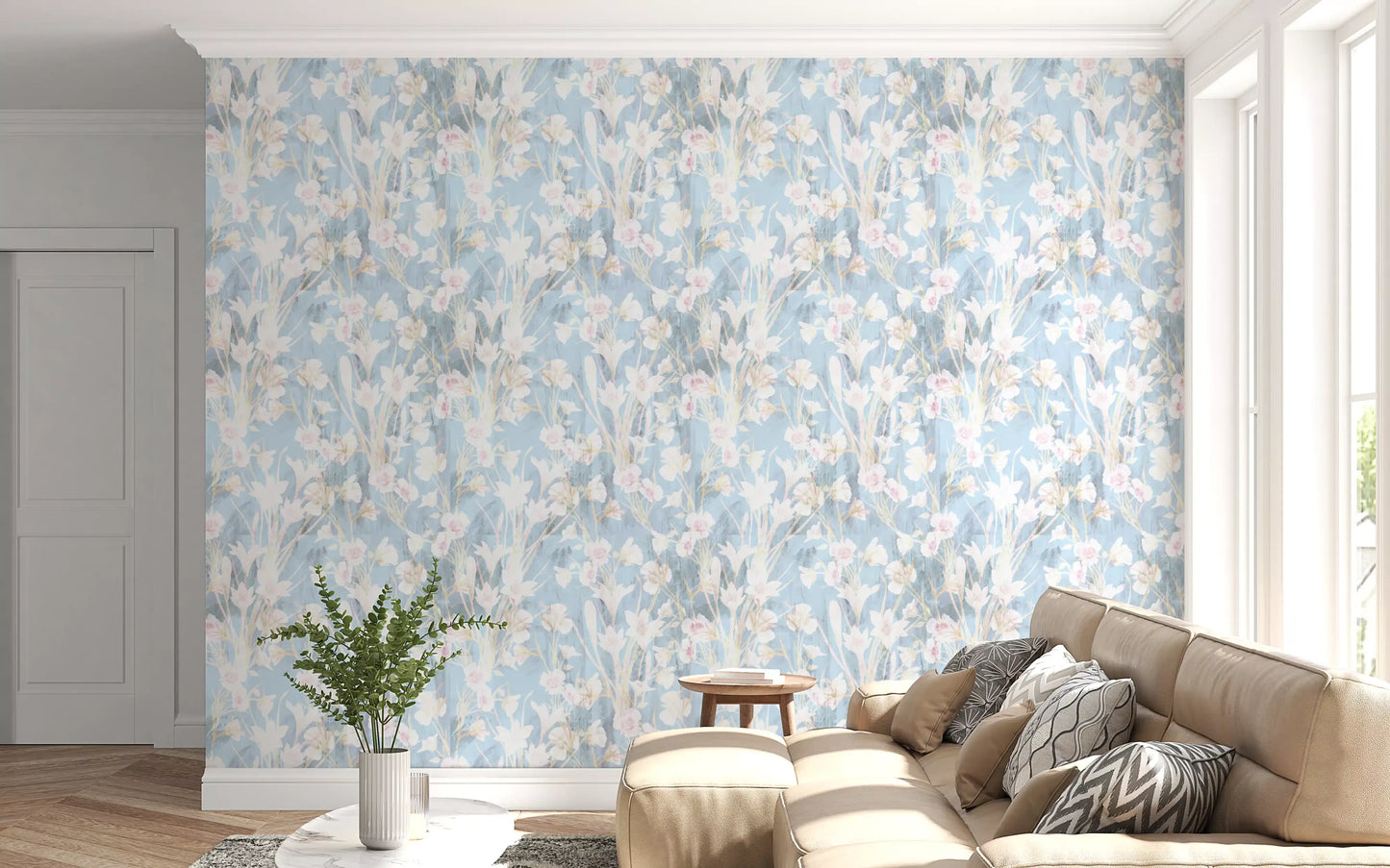 Ethereal Meadow Blue Floral Wallpaper⁠