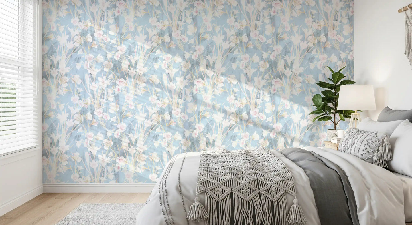 Ethereal Meadow Blue Floral Wallpaper⁠