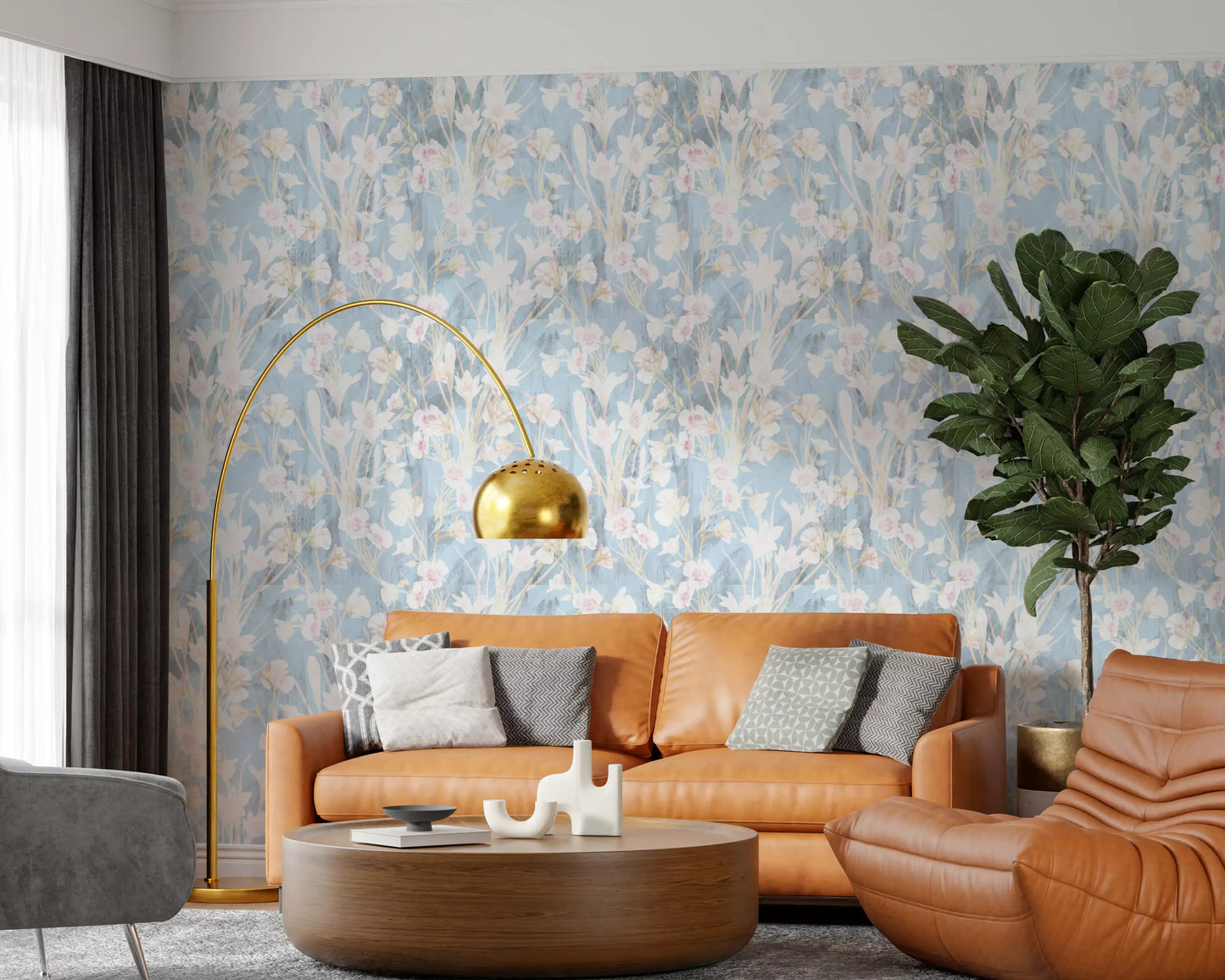 Ethereal Meadow Blue Floral Wallpaper⁠
