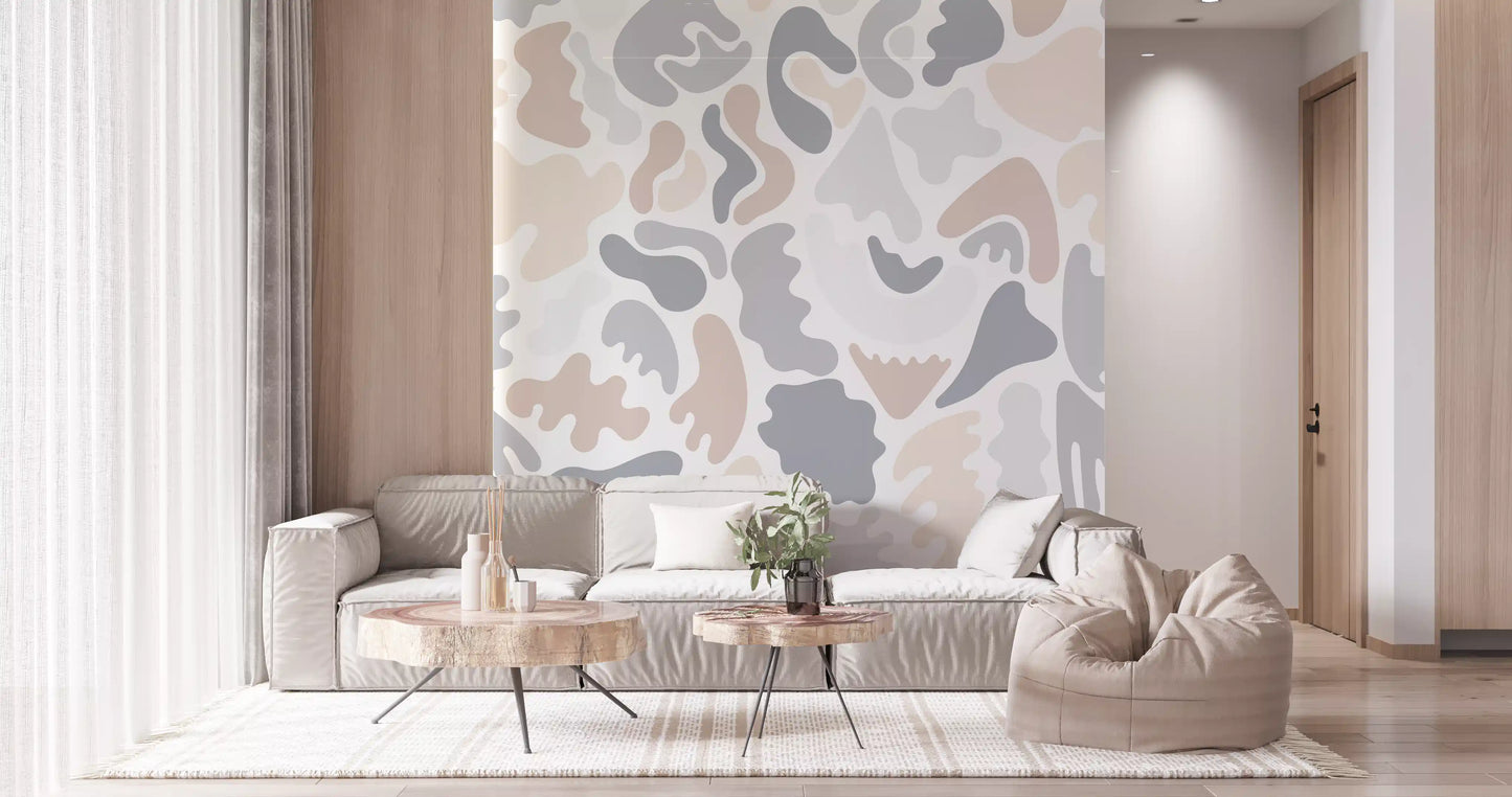 Abstract Organic Neutral Shapes Wall Mural